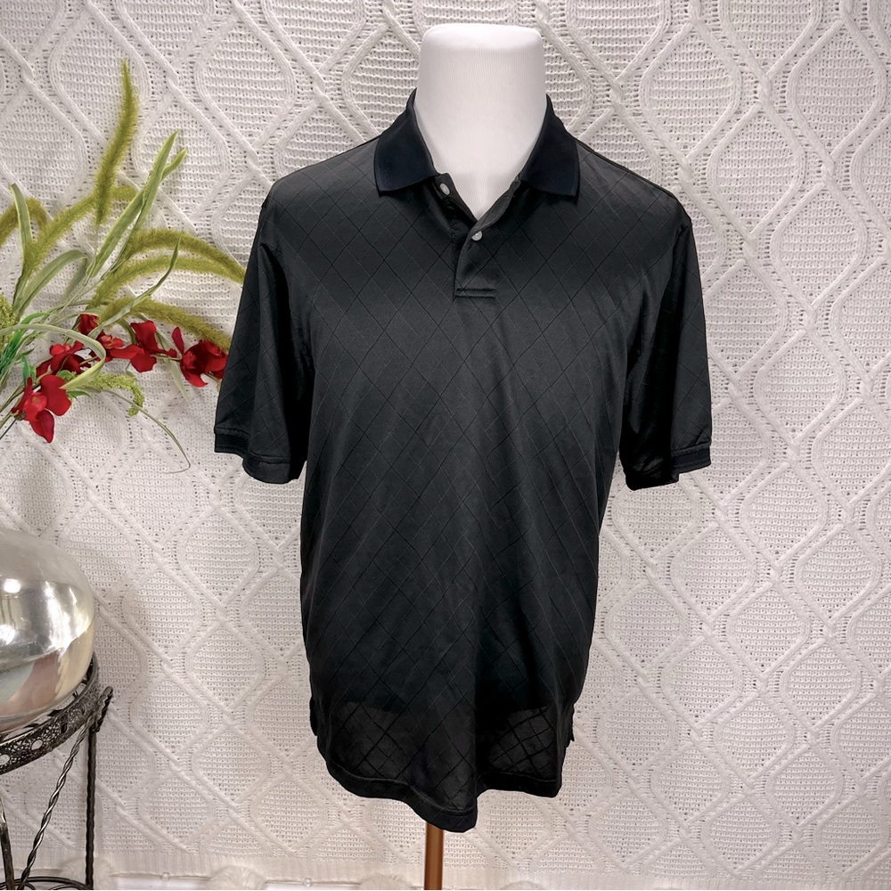 WEDGE | Black Short Sleeve‎ Diamond Pattern Polo Golf Shirt